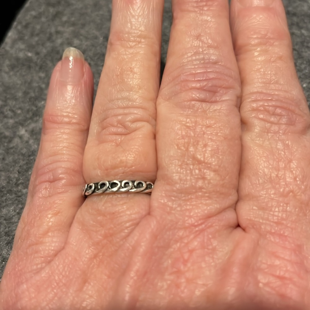 Sterling Scroll Band Stackable Ring-6 - image 6